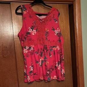 Torrid Floral Lace Trim Sleeveless Top